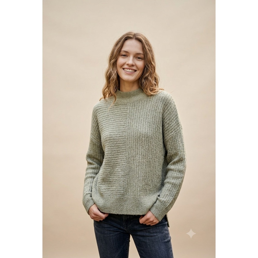 Fisherman Sweater‎ Alpaca Blend Cabincore Coastal Capsule Knit Green Womens M